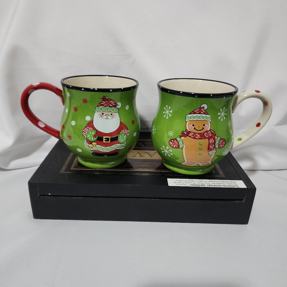 Pair of Temptations Winter Whimsy Christmas coffee cups by Tara (Cups ONLY)